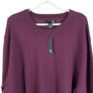 NEW‎ J Ferrar Mens Crewneck Sweater 2XL Purple Pullover Rayon Textured $60